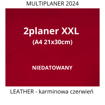 2 planer A4 (XXL 21x30cm) NIEDATOWANY. Organizer, Kalendarz, Notatnik; oprawa skórzana CZERWONY