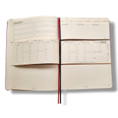 3 planer 2024 B5 (XL 16x24cm) Organizer, Kalendarz, Notatnik; oprawa KARMINOWA CZERWIEŃ + Poradnik 