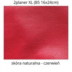 Skórzany 2 planer 2026 B5 (XL 16x24cm) Organizer, Kalendarz, Notatnik; oprawa: skóra naturalna KARMINOWA CZERWIEŃ