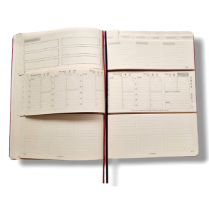 3 planer 2024 B5 (XL 16x24cm) Organizer, Kalendarz, Notatnik; oprawa KARMINOWA CZERWIEŃ