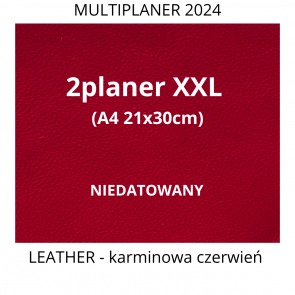 2 planer A4 (XXL 21x30cm) NIEDATOWANY. Organizer, Kalendarz, Notatnik; oprawa skórzana CZERWONY